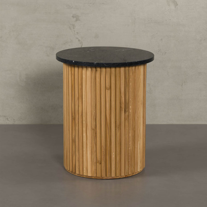 Victoria Marmor Beistelltisch mit Eichenholzfuß von MAGNA Atelier - Designer Esstisch aus Naturstein und Holz, passend zu Marmor Esstisch Victoria #49168128540940